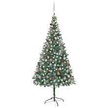 Kunstkerstboom met verlichting kerstballen dennenappels 210 cm