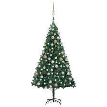 Kunstkerstboom met verlichting en kerstballen 180 cm PVC groen