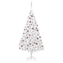 Kunstkerstboom met verlichting en kerstballen 210 cm PVC wit