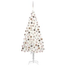 Kunstkerstboom met verlichting en kerstballen 210 cm PVC wit