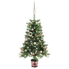 Kunstkerstboom met verlichting en kerstballen 65 cm groen