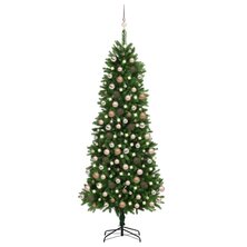 Kunstkerstboom met verlichting en kerstballen 240 cm groen