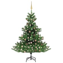 Kunstkerstboom Nordmann met LED&apos;s en kerstballen 240 cm groen