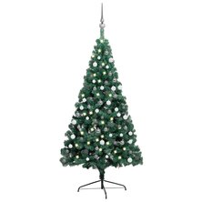 Kunstkerstboom met verlichting en kerstballen half 120 cm groen