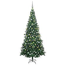 Kunstkerstboom met verlichting en kerstballen L 240 cm groen