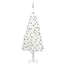 Kunstkerstboom met verlichting en kerstballen 210 cm PVC wit