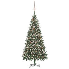 Kunstkerstboom met verlichting kerstballen dennenappels 210 cm