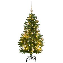 Kunstkerstboom met scharnieren 150 LED en kerstballen 120 cm