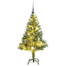 Kunstkerstboom met 150 LED&apos;s kerstballen en sneeuw 120 cm