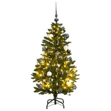 Kunstkerstboom met scharnieren 150 LED en kerstballen 120 cm