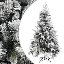 Kerstboom met dennenappels en sneeuw 195 cm PVC en PE