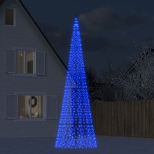 Lichtkegel aan vlaggenmast 1534 blauwe LED&apos;s 500 cm