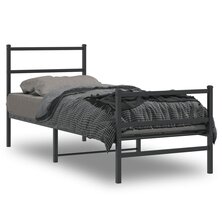 Bedframe met hoofd- en voeteneinde metaal zwart 75x190 cm