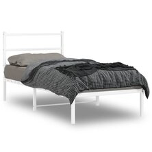 Bedframe met hoofdbord metaal wit 90x200 cm