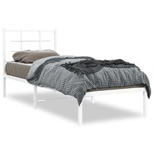 Bedframe met hoofdbord metaal wit 75 x 190 cm