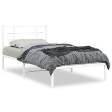 Bedframe met hoofdbord metaal wit 107x203 cm