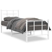 Bedframe met hoofd- en voeteneinde metaal wit 75x190 cm