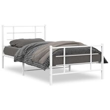 Bedframe met hoofd- en voeteneinde metaal wit 107x203 cm