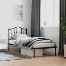 Bedframe met hoofdbord metaal zwart 80x200 cm