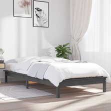 Bedframe massief hout grijs 75x190 cm