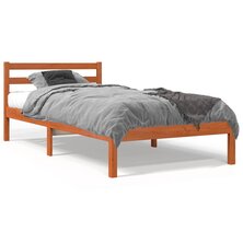 Bedframe massief grenenhout wasbruin 90x190 cm