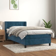 Boxspring met matras fluweel donkerblauw 90x200 cm