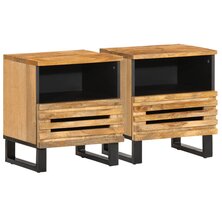 Nachtkastjes 2 st 40x33x46 cm massief ruw mangohout