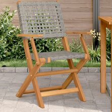 Tuinstoelen 2 st massief acaciahout en poly rattan grijs