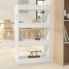 Boekenkast/kamerscherm 60x30x103 cm bewerkt hout hoogglans wit