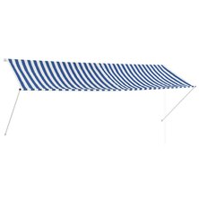 Luifel uittrekbaar 350x150 cm blauw en wit