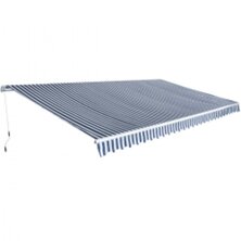 Luifel handmatig uittrekbaar 600 cm blauw/wit