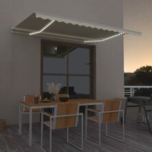 Luifel handmatig uittrekbaar met LED 400x350 cm cr&egrave;mekleurig