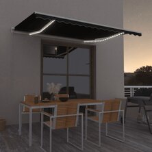 Luifel handmatig uittrekbaar met LED 450x350 cm antracietkleur