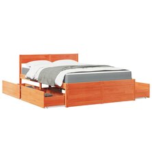 Bed met lades en matras massief grenenhout wasbruin 140x190 cm