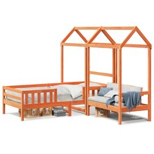 Kinderbed met huisje massief grenenhout wasbruin 90x190 cm