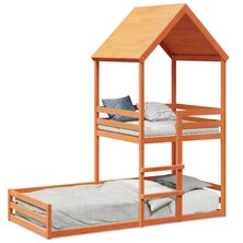 Kinderbed met huisje massief grenenhout wasbruin 90x190 cm