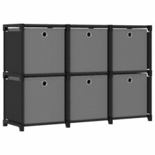 Kast met 6 vakken met boxen 103x30x72,5 cm stof zwart