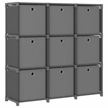 Kast met 9 vakken met boxen 103x30x107,5 cm stof grijs