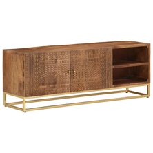 Tv-meubel 110x30x40 cm massief ruw mangohout en ijzer