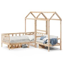 Kinderbed met huisje en bankje massief grenenhout 90x200 cm