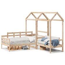 Kinderbed met huisje en bankje massief grenenhout 90x200 cm