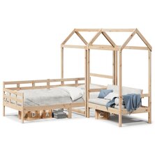 Kinderbed met huisje en bankje massief grenenhout 90x190 cm