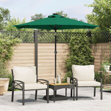 Parasol met LED&apos;s en stalen paal 225x225x212 cm groen