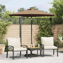 Parasol met LED&apos;s en stalen paal 225x225x212 cm taupe