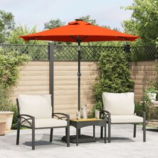 Parasol met LED&apos;s en stalen paal 225x225x212 cm terracotta