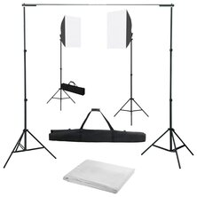 Fotostudioset met softboxlampen en achtergrond