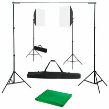 Fotostudioset met softboxlampen en achtergrond