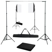 Fotostudioset met softboxlampen en achtergrond