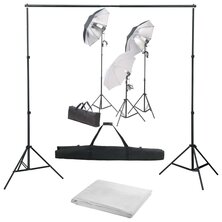 Fotostudioset met verlichtingsset en achtergrond