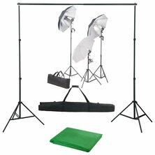 Fotostudioset met verlichtingsset en achtergrond